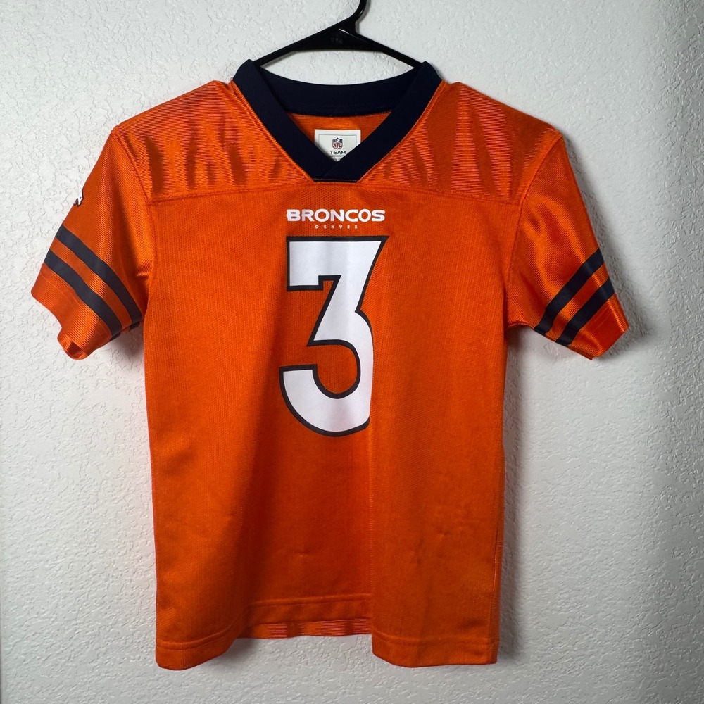 NFL Team Apparel Denver Broncos Jersey Kids Medium 8 Orange Russell Wilson 3
